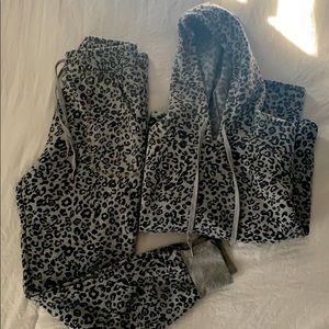 leopard hoodie and jogger loungewear set
